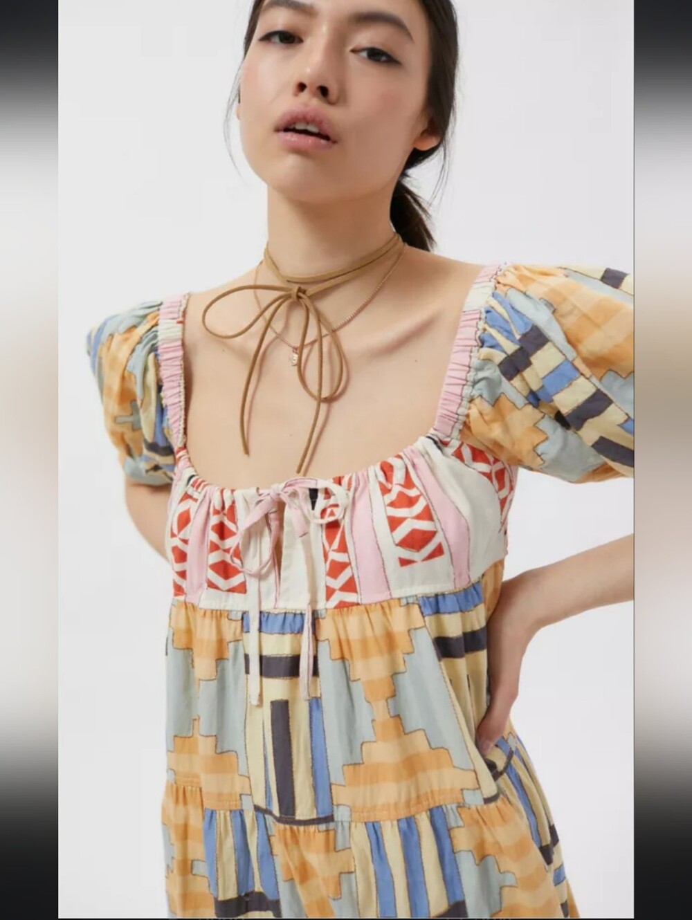 Kimchi Blue Multi-Color Geometric Tiered Maxi Dress - Picture 4 of 11
